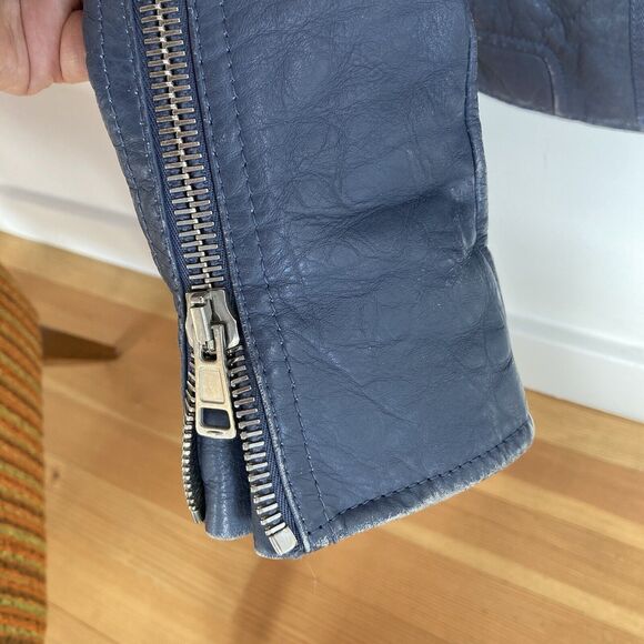 BALENCIAGA Woman's Leather Moto Bike Jacket in Gray, size FR34/XS/US 2 - Picture 8 of 16